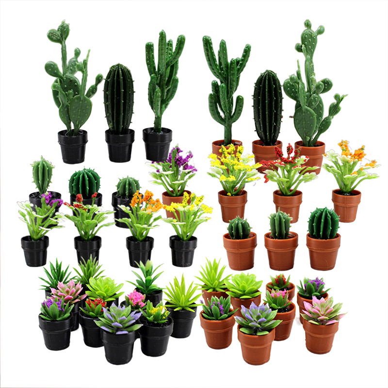 Echeveria Succulent - 8Pcs Miniature Plastic Potted Plants with