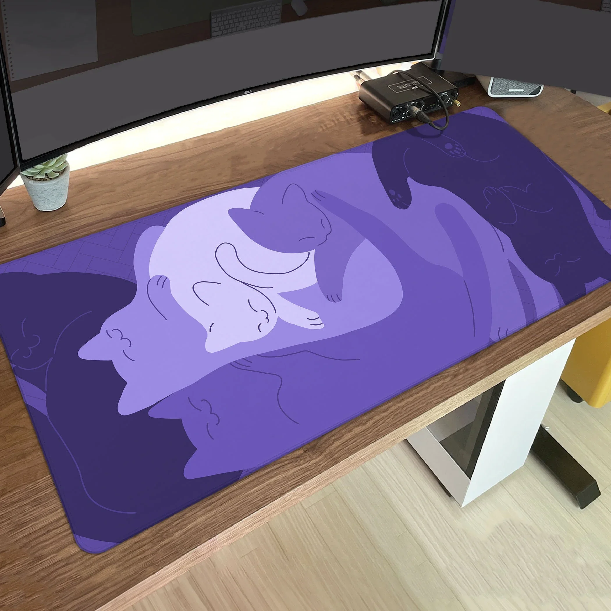 Purple Cats Desk Mat Cat Mouse - Tradescantia Purple 评论和价格
